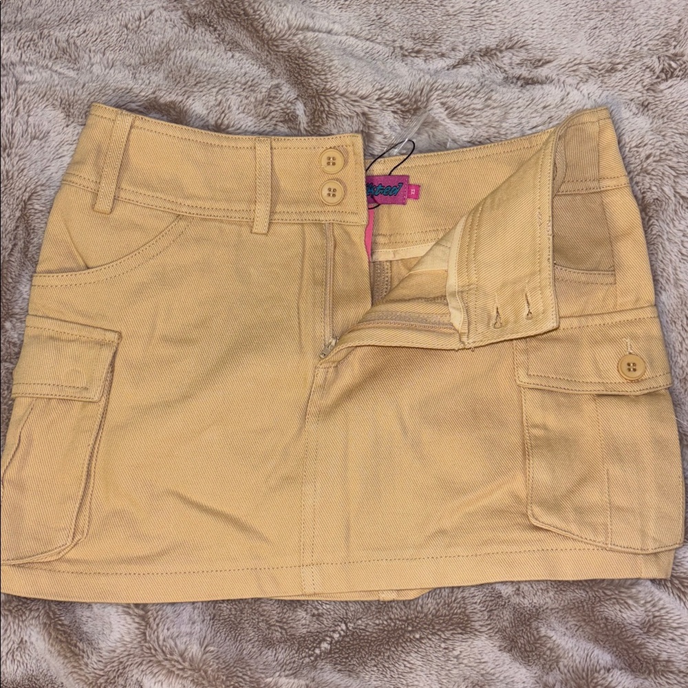 Edikted Tan Cargo Mini Skirt